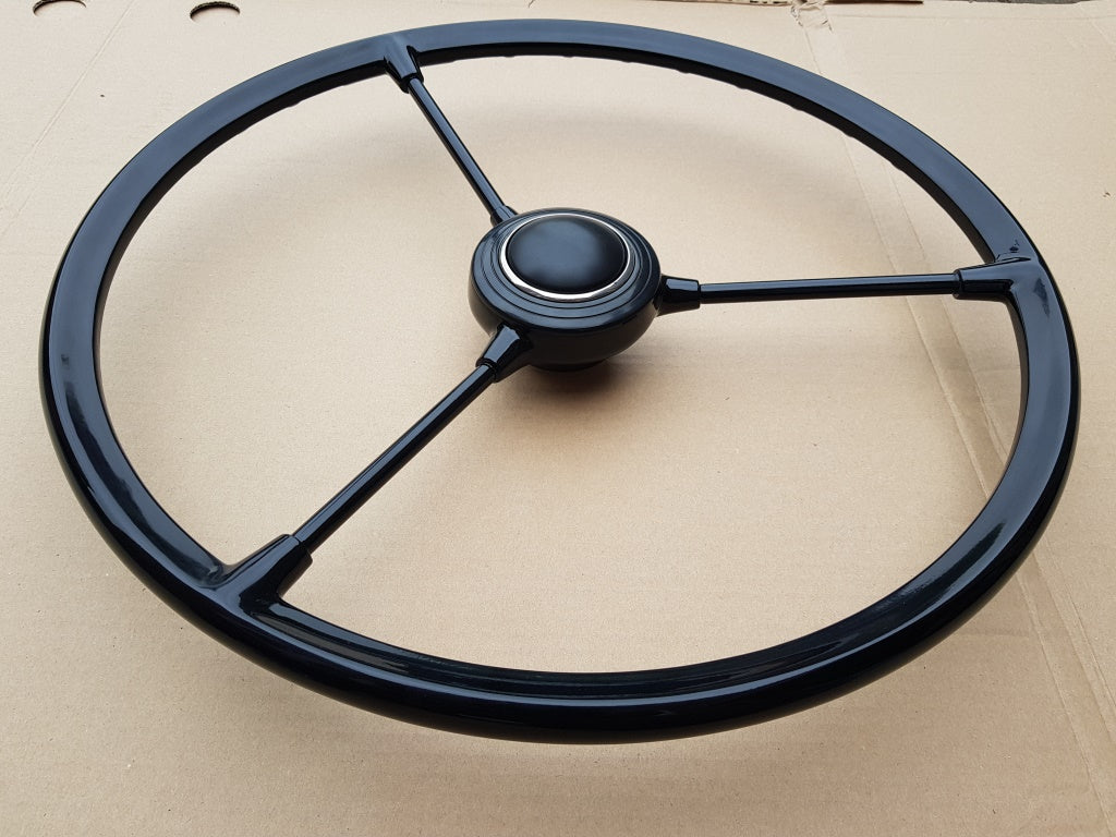 Black Black 3 spoke steering wheel for VW type 2 early bay window 1967 to 1973