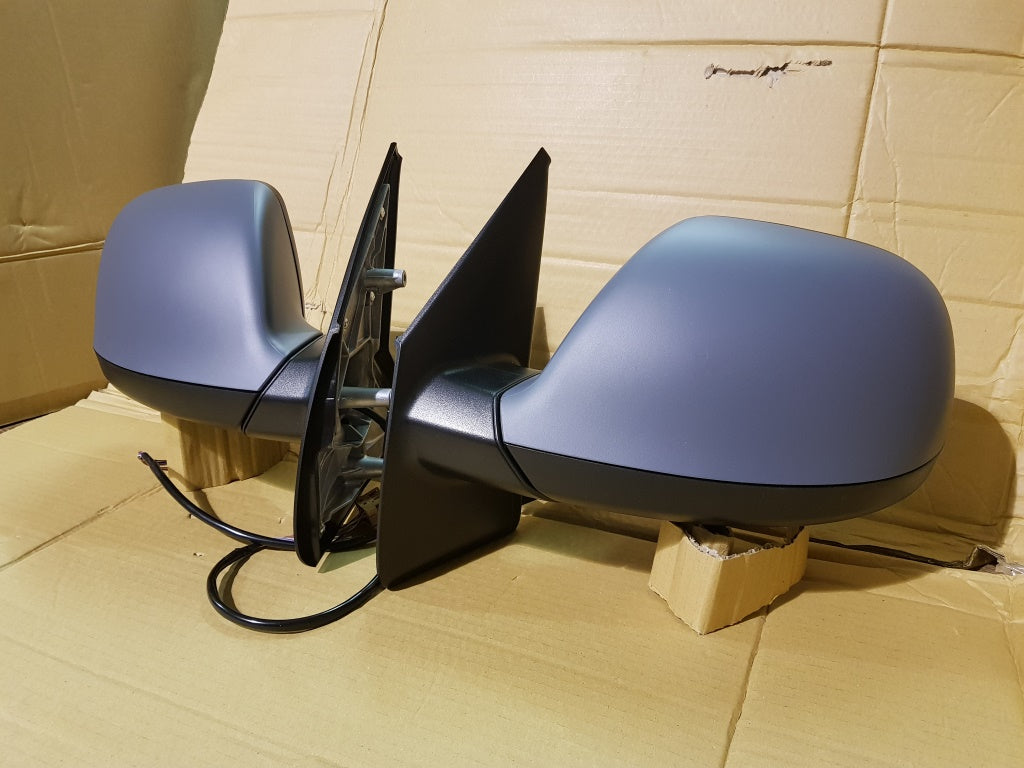VW T5.1 Transporter Caravelle Front Cab Side Door Wing Mirrors Electric adjust heated glass with Primed covers