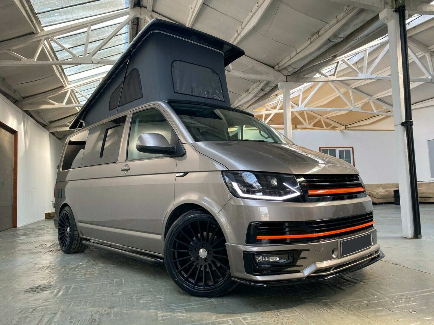 VW Transporter T6 LED DRL Black Projector Headlights Headlamps With Dynamic Indicators