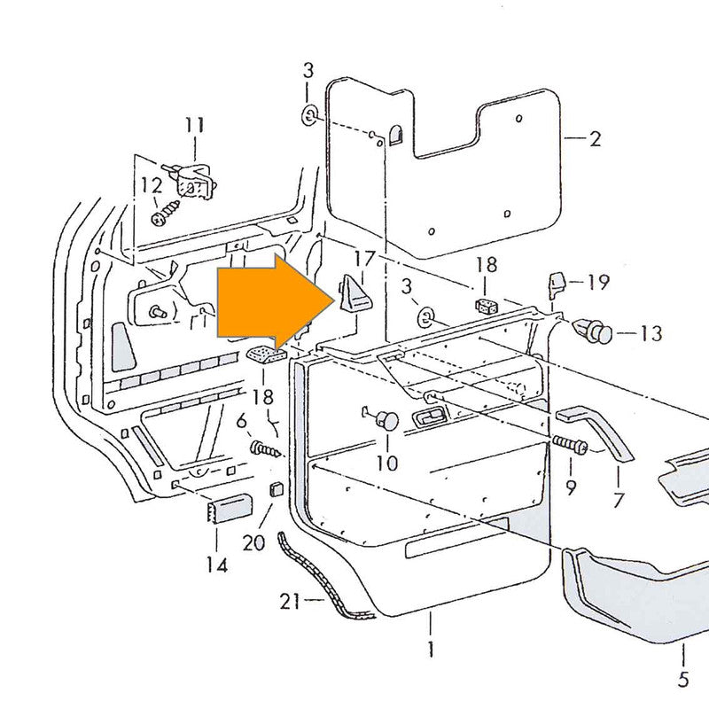 Pair of VW T4 Transporter Caravelle Front Cab Door Mirror Triangle Trim Panel End Finishers Rare Accessory Option