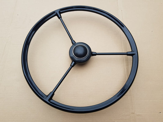 Black Black 3 spoke steering wheel for VW type 2 early bay window 1967 to 1973