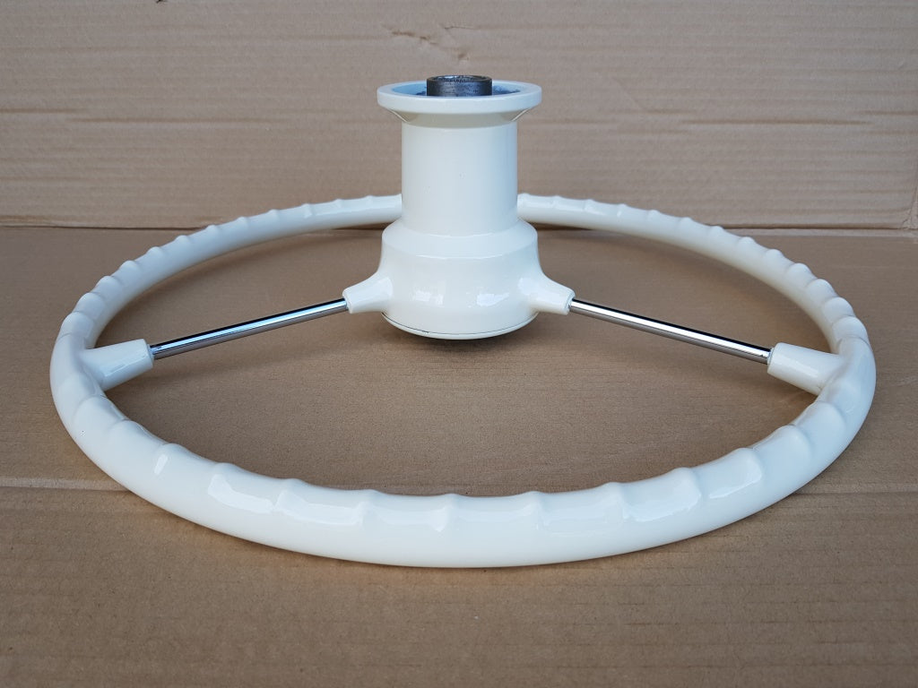 White ivory 3 spoke steering wheel for vw type 1 and type 3 including ghia 1959 to 1974