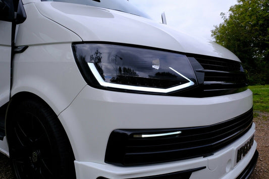 VW Transporter T6 LED DRL Black Projector Headlights Headlamps With Dynamic Indicators